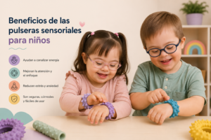 Las pulseras sensoriales son uno de los recursos más prácticos y discretos dentro del mundo de los juguetes terapéuticos.